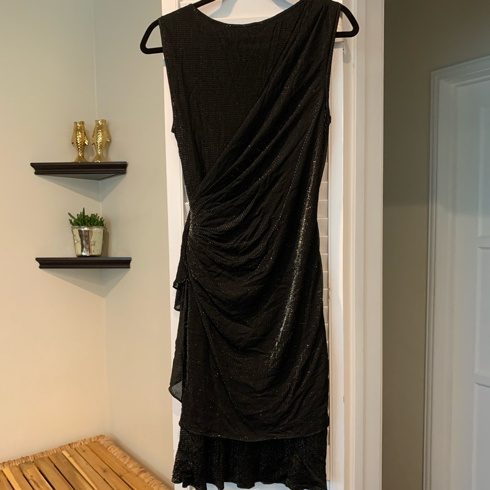 Black With Silver Thread Side Gathered Dress - image 5
